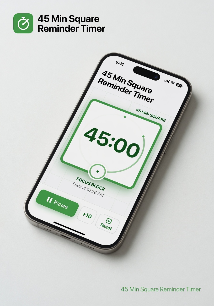 Screenshot of 45 Min iOS Square Reminder Timer